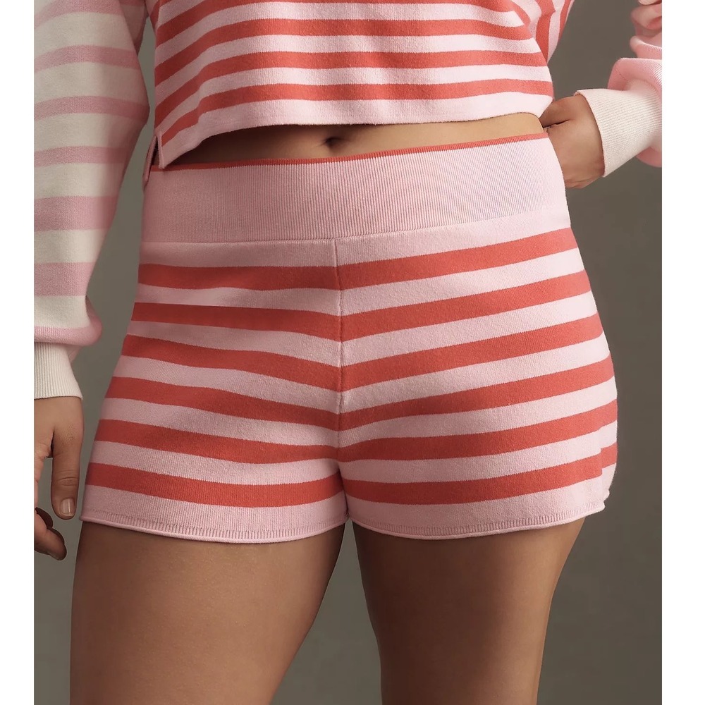 Daily Practice Anthropologie Pink Red Striped Knit Lounge Shorts Plus Size 2X
